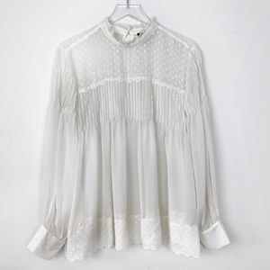 Ann Taylor| Chiffon Sheer Mock Neck Blouse (XL)